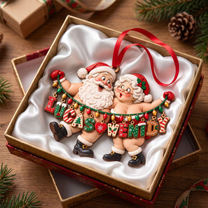 Name Art Fun Santa Couple Ornament - Personalized Christmas Gifts For Couples 02qhtn151026