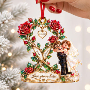 Happy Wed Love Grows Ornament, Personalized Gifts For Couple 03qhdh220926