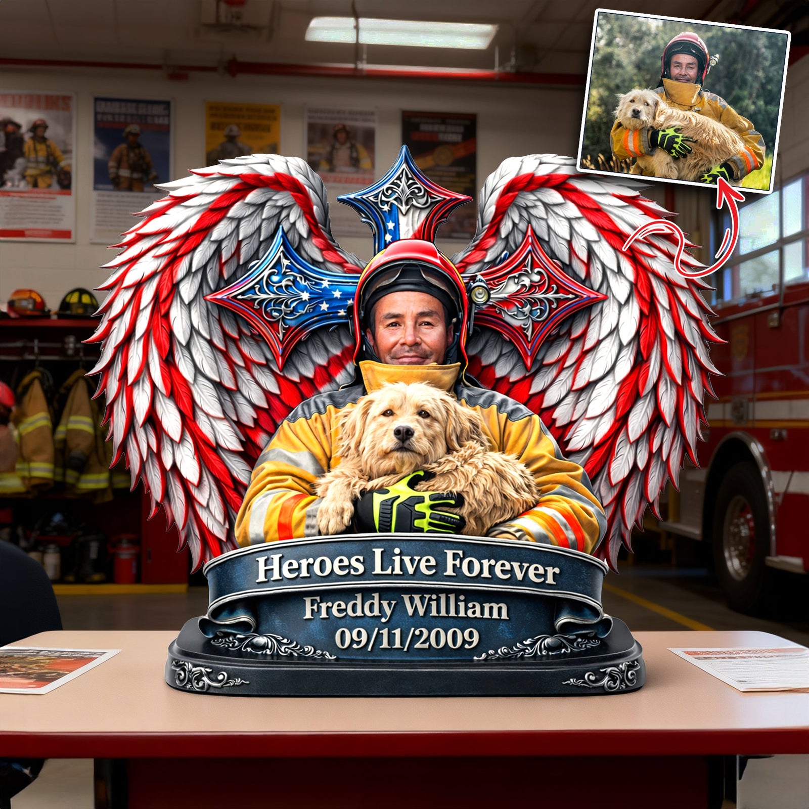 Heroes Live Forever Acrylic Plaque - Personalized Memorial Gift For Firefighter 01HULU300126