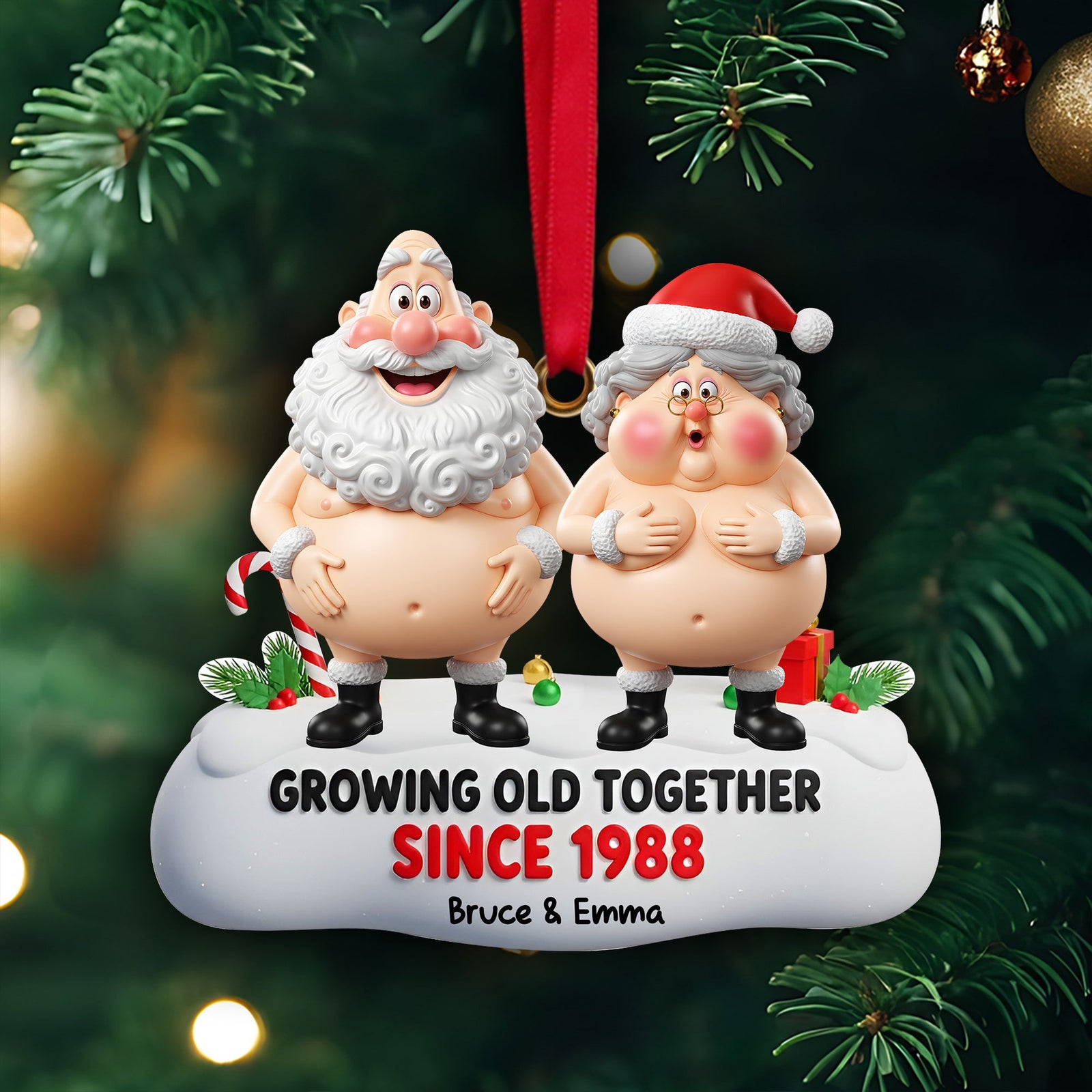 Growing Old Couple Ornament - Personalized Funny Gifts For Couple 04OHLU031025