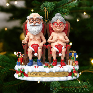 Naughty Old Couple Christmas Ornament - Personalized Gifts For Couple 03ohqn300825 - Ornament - GoDuckee