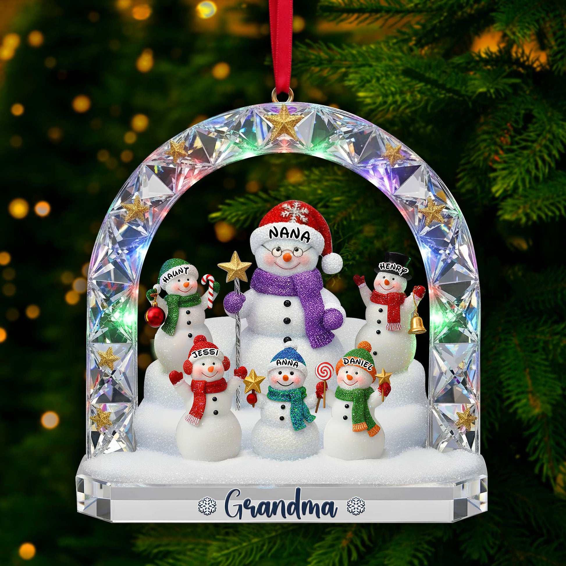 Grandma’s Snowman Family Ornament - Personalized Christmas Gift For Grandma 04TOLU250925 - Ornament - GoDuckee
