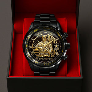 Proud To Serve Stainless Steel Men's Watch - Personalized Gifts For Veteran 01tgqn171225