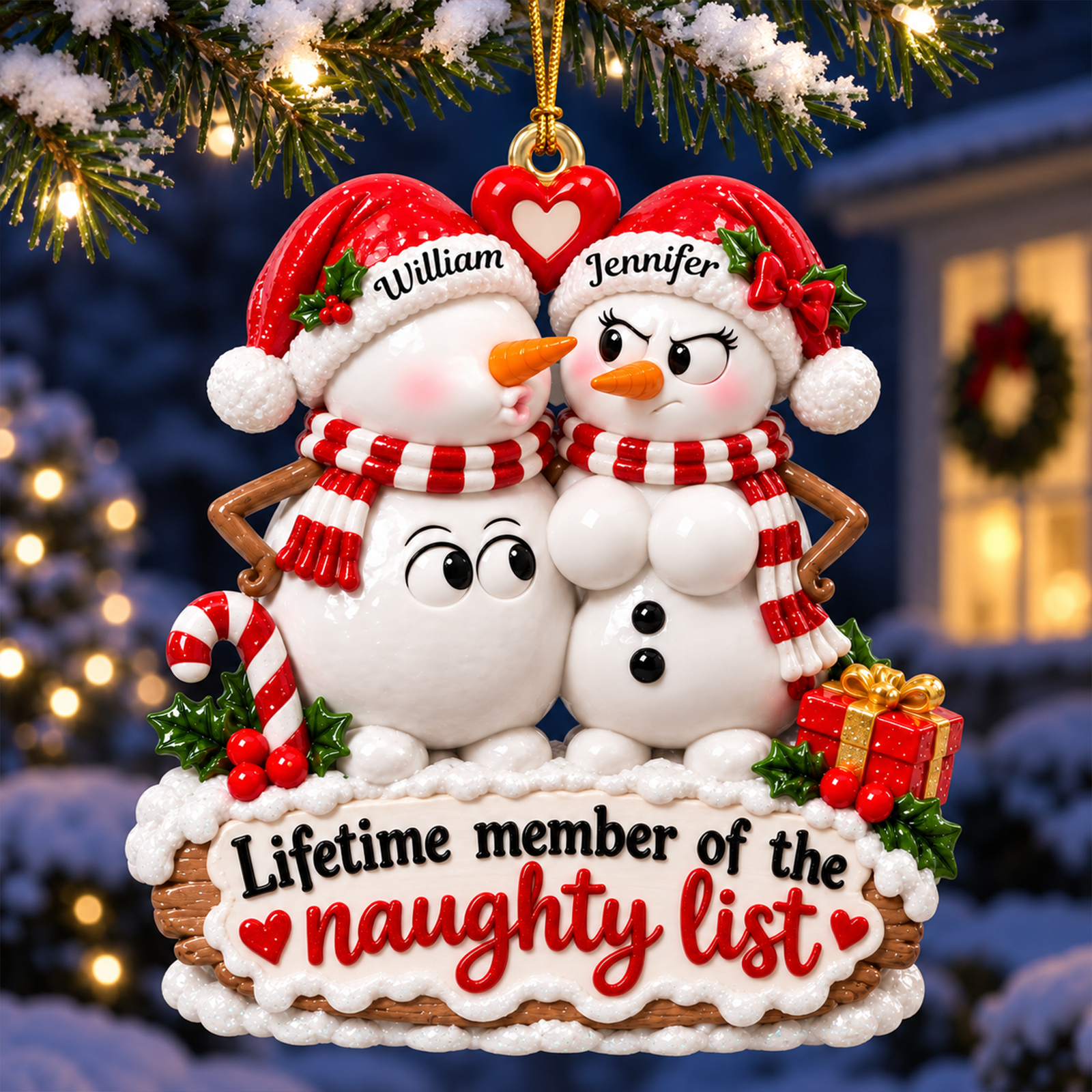 Naughty Snowman Couple Christmas Ornament - Personalized Gifts For Couple 05toqn191026