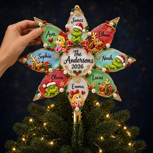 Christmas Family Tree Topper - Personalized Gifts For Family Acrylic Christmas Tree Topper 02HUDT071026