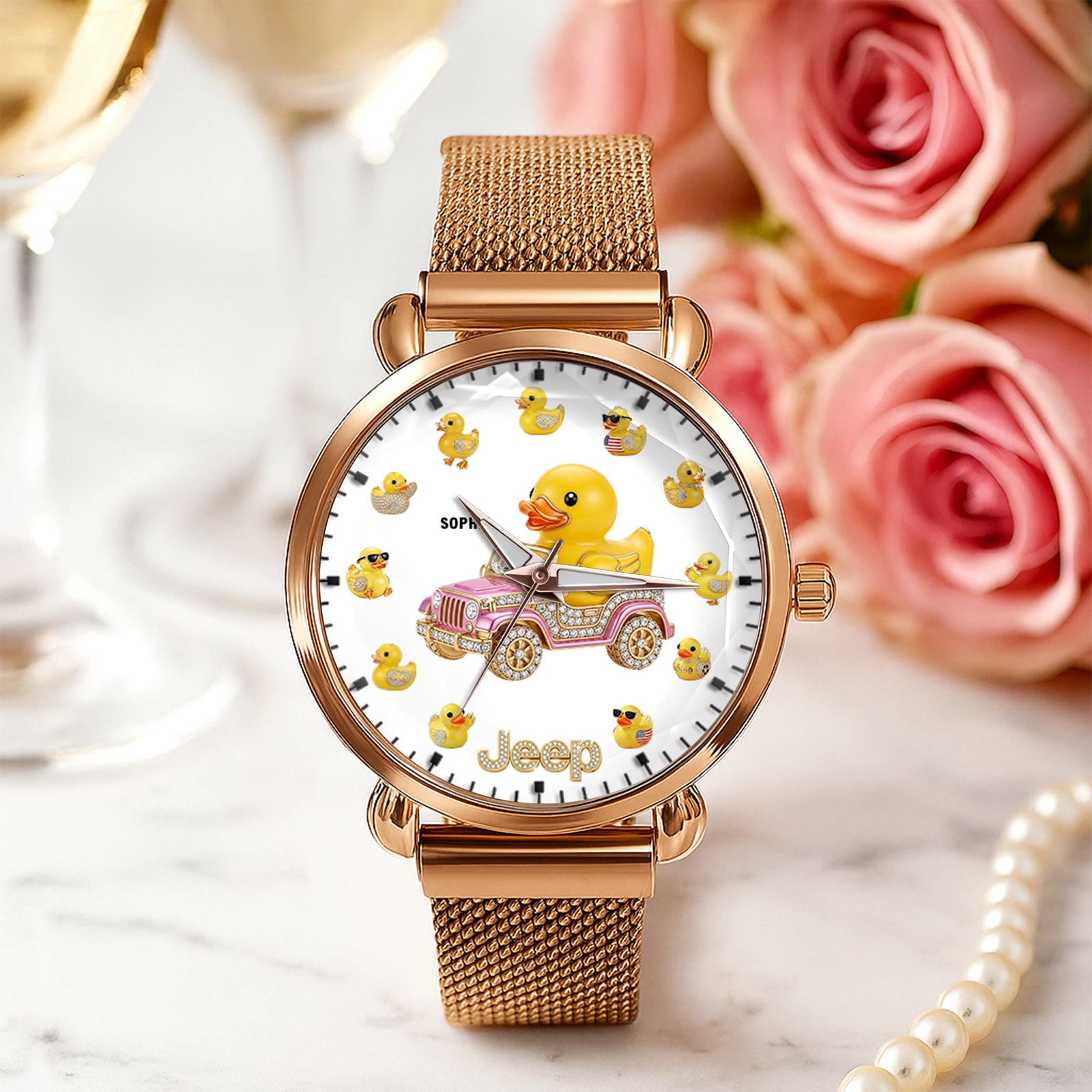 Funny Duck Mesh Strap Quartz Watch Personalized Gifts For Off Road Lovers 01HUTN040825