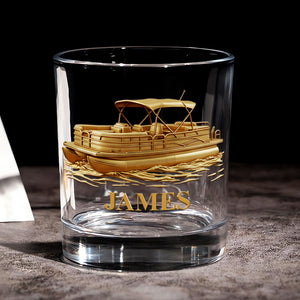 Pontoon Personalized 11oz Round Drinking Glass, Personalized Gifts For Sea Lover 01pgta230925