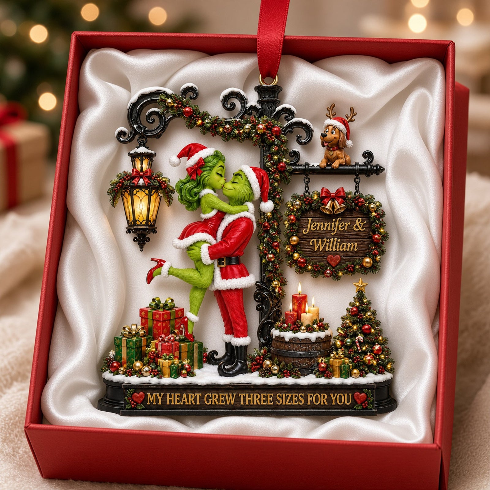 Romantic Kissing Couple Christmas Acrylic Ornament - Personalized Gifts For Couple 02tylu150926