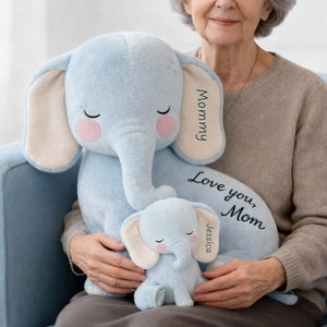 Snuggle Elephant Mom Custom Shape Pillow - Personalized Gifts For Mom 04qhlu240226