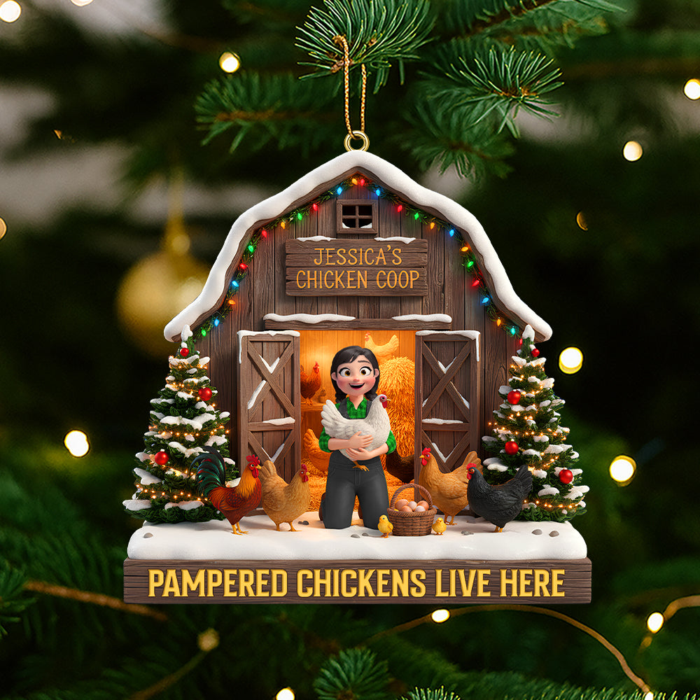 Personalized Gifts For Farmers Christmas Chicken Coop Ornament 04natn190925