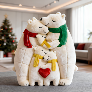 Ice Bear Family Hugging Pillow, Personalized Gifts For Family 03qhdt081125