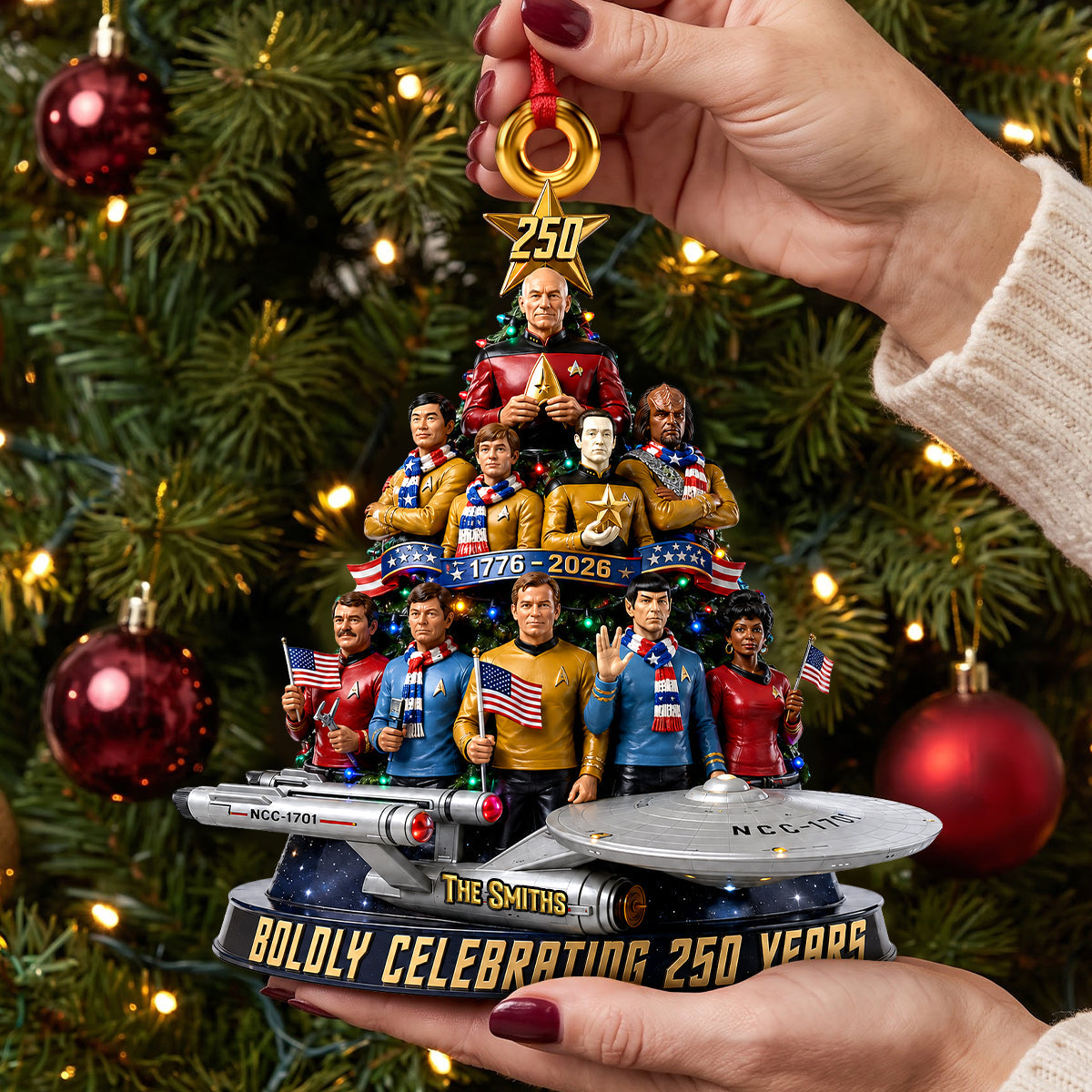 Patriotic Space Adventure Acrylic Ornament - Personalized Anniversary Gift For Family 04TYDH240826