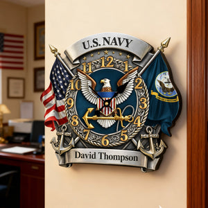 Veteran Wall Clock - Personalized Gifts For Military 1 Layer Acrylic Hanging Wall Clock HUVP030626-Homacus