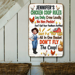 Chicken Coop Rules Metal Sign – Personalized Gifts For Farm Girls 02naqn241125