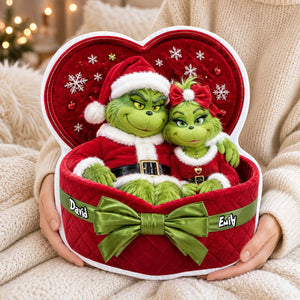 Festive Couple Red Gift Box Pillow - Personalized Christmas Gift For Couples 04PADH150926