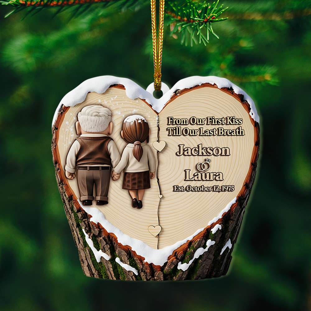 Holding Hands Old Couple Ornament - Personalized Christmas Anniversary Gifts For Couple 01OHLU110825