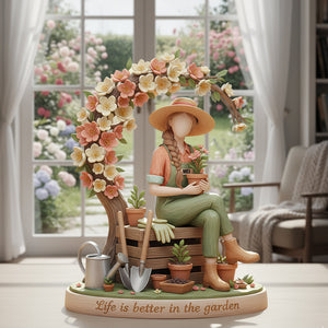 Gardening Girl Acrylic Plaque - Personalized Gifts 02pglu051225