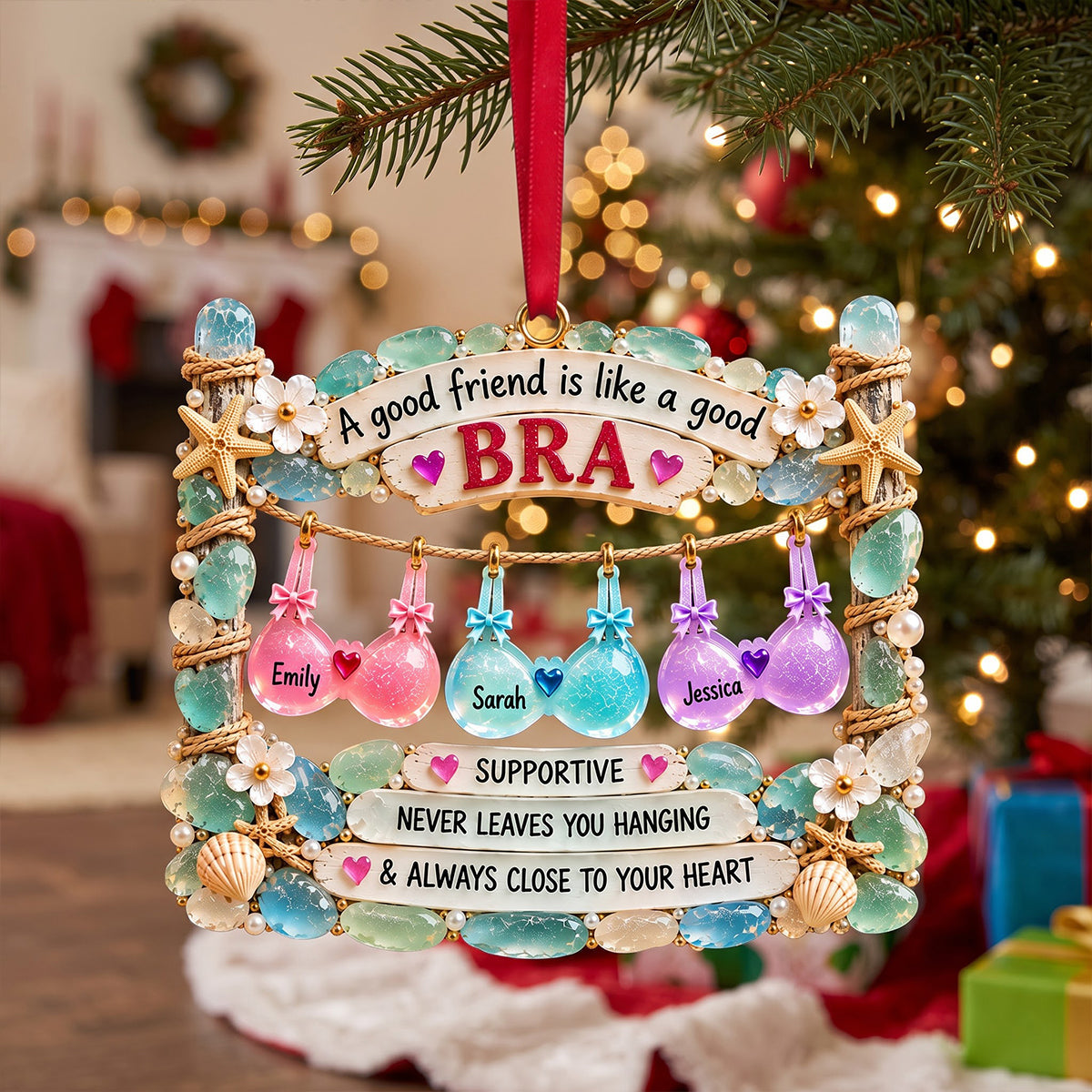 Besties Bra Acrylic Ornament -  Personalized Gifts For Besties 01natn161026