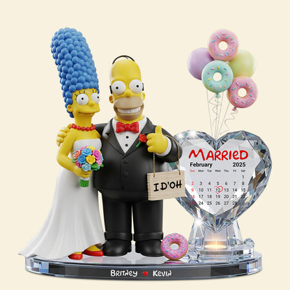 Yellow Cartoon Wedding Couple Plaque - Personalized Gifts For Couple 02nadt050625