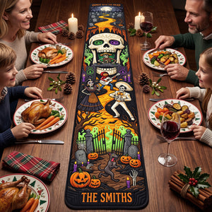 Spooky Fiesta Quilted Table Runner - Personalized Halloween Gifts For Family 02hata240826