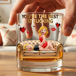 Cheeky Couple 11oz Round Glass - Personalized Gifts For Couple Valentine Drinking Glass 03NAQN240126