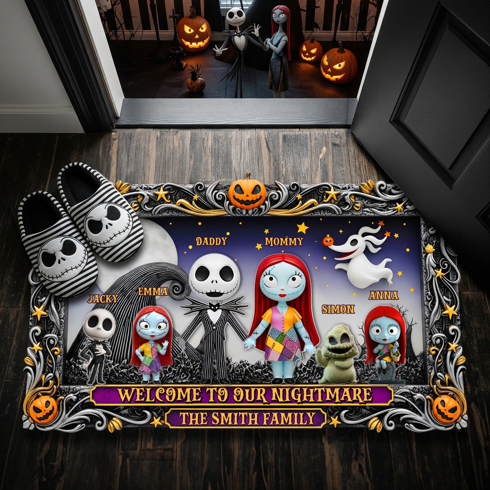 Welcome Creepy Family Doormat -  Personalized Halloween Gifts For Family 04HULU030925
