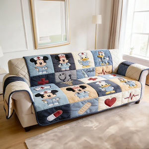 Aesthetic Nurse Collage Quilted Sofa Cover, Personalized Gifts For Nurse 02qhtn020226