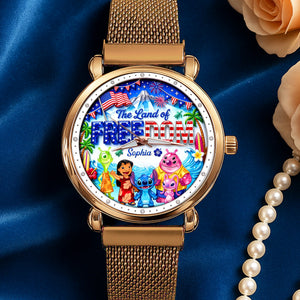 The Land Of Freedom Mesh Strap Quartz Watch - Personalized Anniversary Gift 01PAQN060626