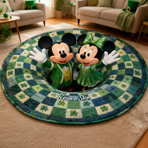 St Patrick's Day Couple Quilted Round Mat Personalized Gifts 01PGTA230226