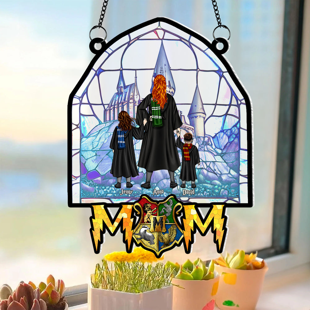 Personalized Gifts For Mom Suncatcher Ornament 01httn240424tm Witch and Kids-Homacus