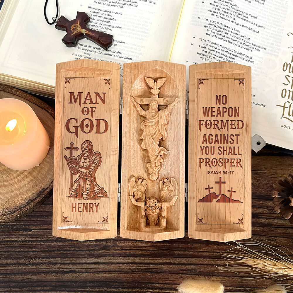 Personalized Gifts For Christian Openable Wooden Cylinder Sculpture of Jesus Christ 04toqn240125 - Wooden Cylinder Sculpture - GoDuckee