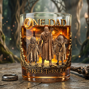 Dad's Epic Journey Round Glass - Personalized Gift For Dads 01PATA190526