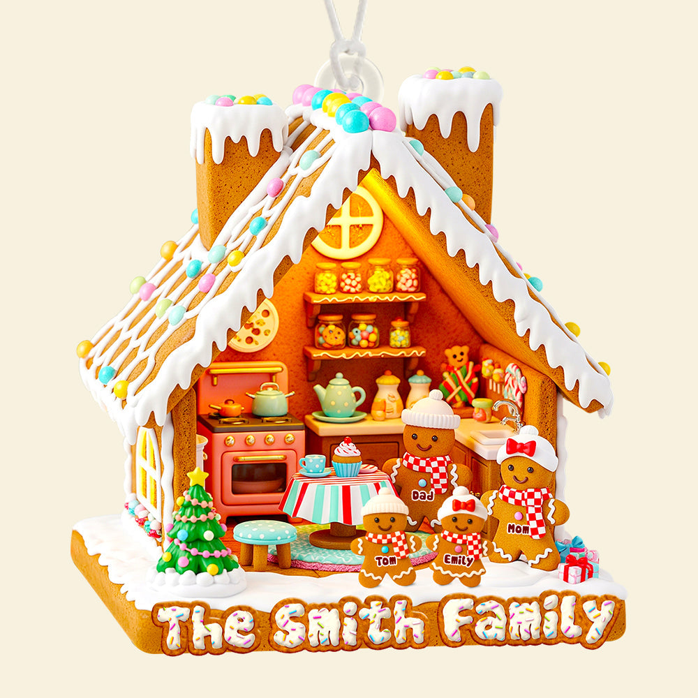 Gingerbread Family Christmas Ornament Personalized Gifts For Family 03PGDT150825 - Ornament - GoDuckee