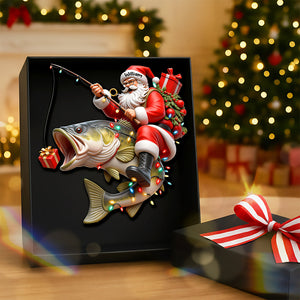 Badass Fishing Santa Acrylic Ornament, Personalized Gifts For Fishing Lovers 02qhqn311025