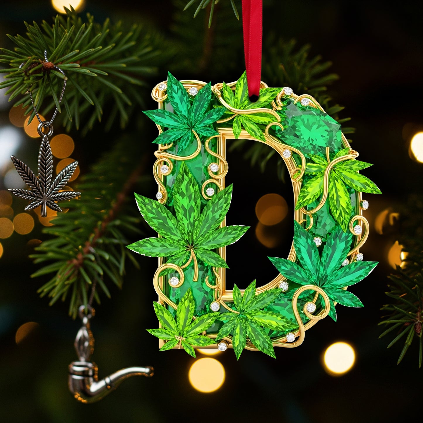 Crystal Leaf Initial Ornament - Personalized Christmas Gifts For Stoners 05TOLU270825