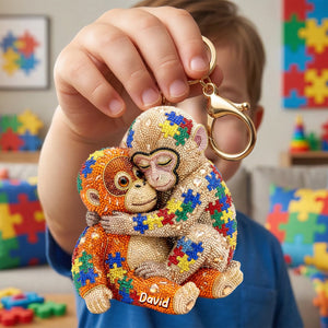 Autism Monkey Punch Keychain - Personalized Gift For Autism Mom 05naqn140326