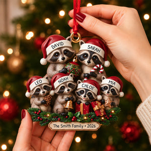 Lovely Raccoon Family Acrylic Ornament - Personalized Christmas Gifts For Family 03tydh140826