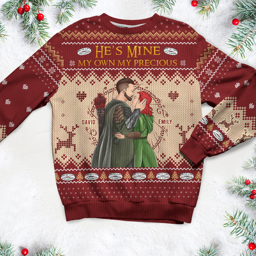 Personalized Gifts For Couple Ugly Sweater, He's Mine, The Rings 04TGQN141024TM - Ugly Christmas Sweater - GoDuckee