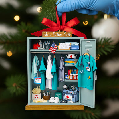 Nurse Festive Locker Christmas Ornament, Personalized Gifts For Nurse 02qhdt090925 - Ornament - GoDuckee