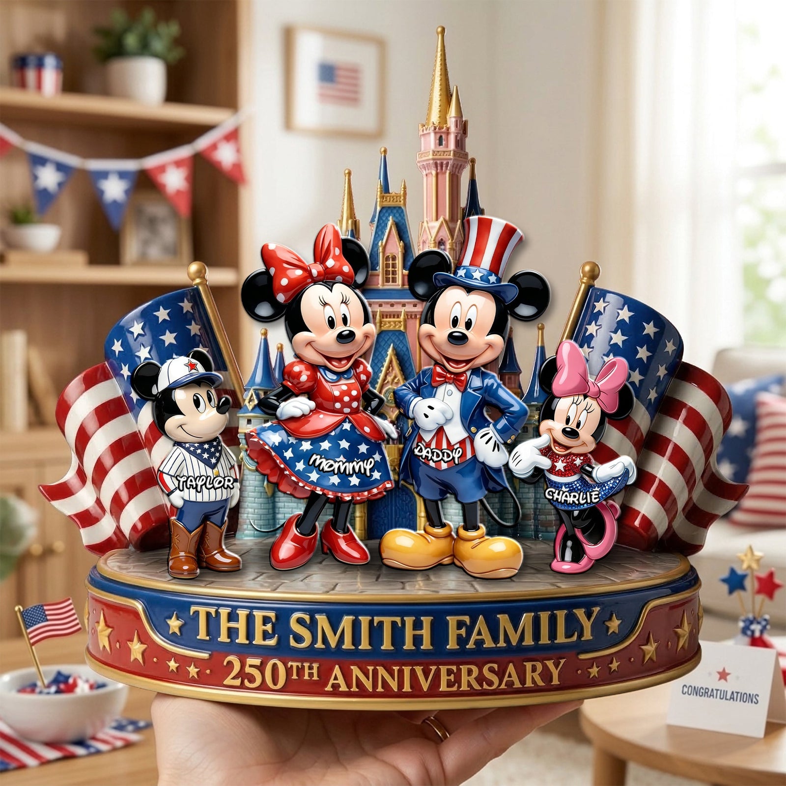 Cute Characters Celebrated America 250th Anniversary Acrylic Plaque - Personalized Gifts For Family 04tylu200326