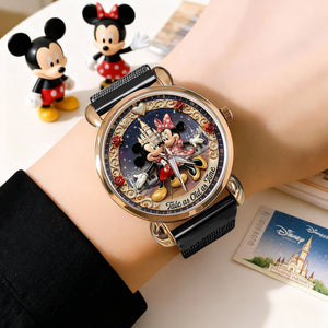 Cute Fairytale Couple Mesh Trap Quartz Watch - Personalized Gift For Couples 04TGLU220126