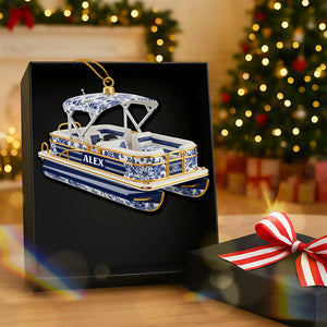 Toile de Jouy Christmas Ornament - Personalized Gifts For Pontoon Lovers 01pgqn071025