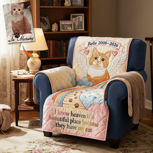Pet At Rainbow Bridge Quilted Armchair Cover, Personalized Keepsake To Remeber Departed Dog & Cat 03qhta270126