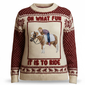 Custom Photo Christmas Gifts For Horse Riding Lovers Ugly Sweater 02natn161025