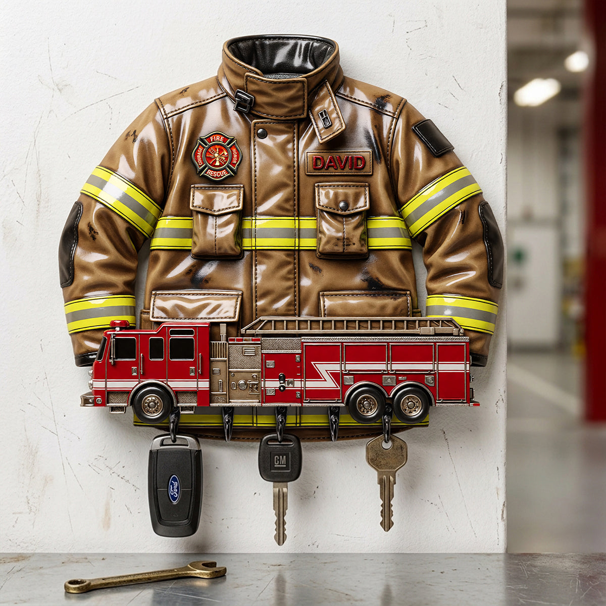 Firefighter Acrylic Key Hanger - Personalized Gifts 01tota240726