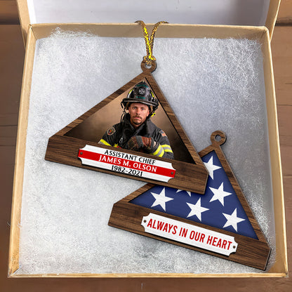 Personalized Memorial Ornament For Firefighrer, Folded Flag 01qhqn241024 - Ornament - GoDuckee