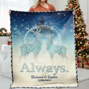 Fantasy Deer Lovers Blanket – Personalized Gifts For Couple 03toqn221025