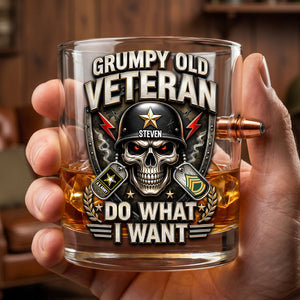 Grumpy Old Veteran Bullet Glass - Personalized Gifts For Veterans 01todh160626