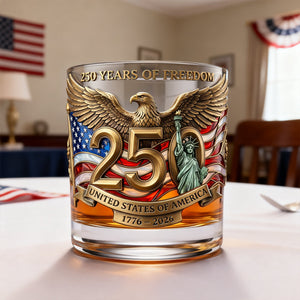 250 Years Of Freedom Anniversary 11oz Round Glass - Personalized Gifts For Patriots 05patn110226