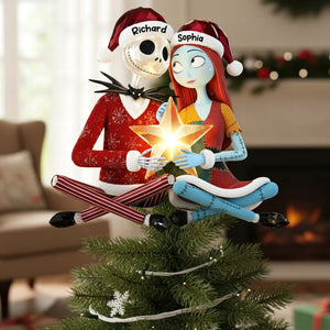 Spooky Couple Christmas Tree Topper - Personalized Gifts For Couple 02toqn201125